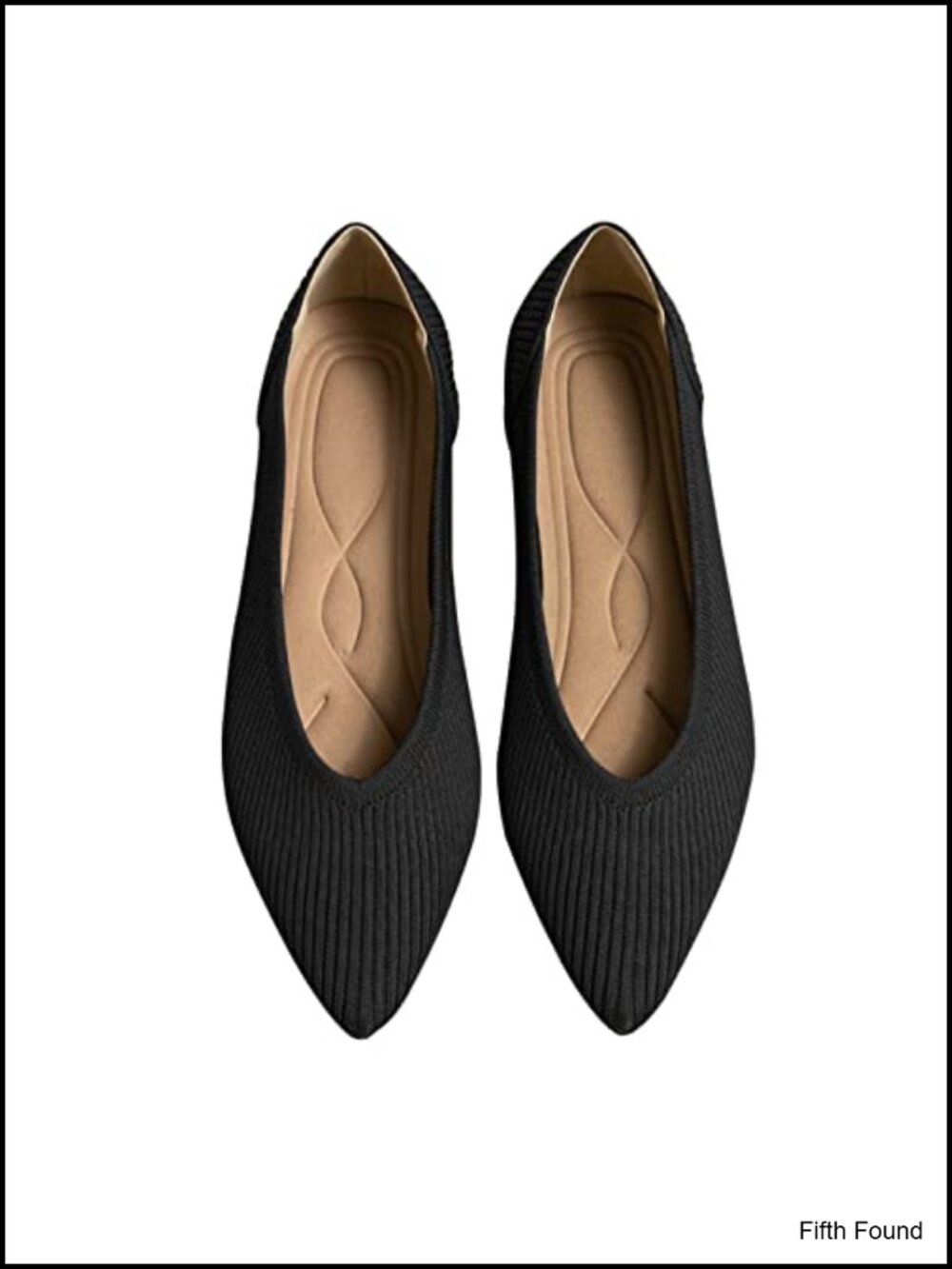 TINGRISE Women's Pointed Toe Knit Ballet Flats Comfortable Slip On Shoes